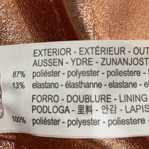 Zara Rose Gold Metallic Ruffle Mini Dress Size Medium - Picture 15 of 16